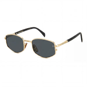 David Beckham DB 1129/S Gold Rectangle Sunglasses for Men, Gold Black lens