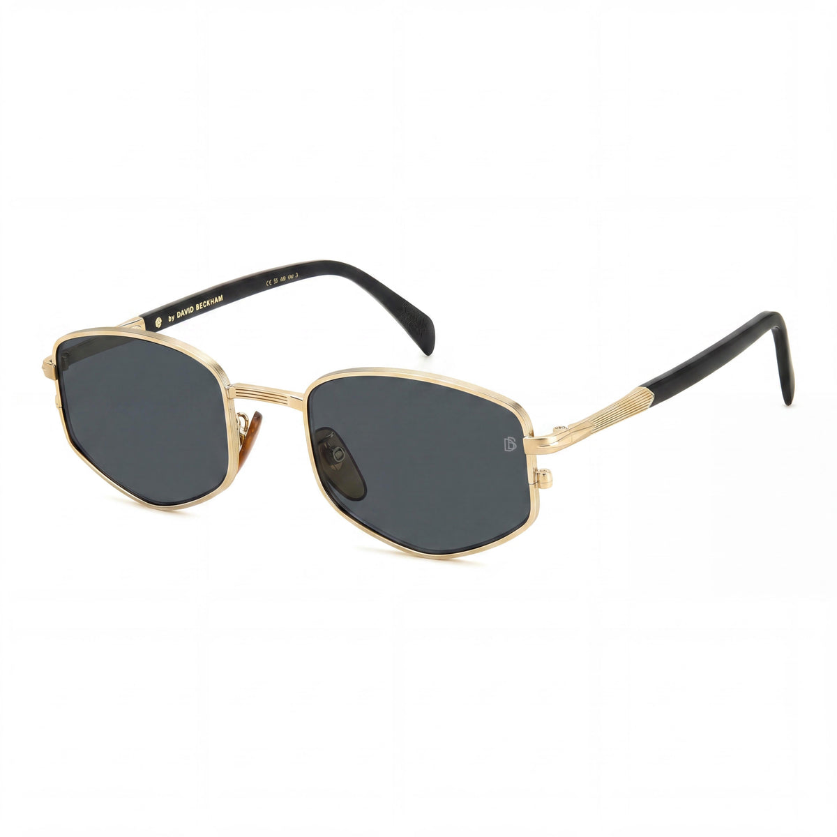 David Beckham DB 1129/S Gafas de Sol Rectangulares para Hombre Oro Montura Gris Oscuro Lente Dorada Negra Policarbonato 100% Protección UV 52mm, Photo 1