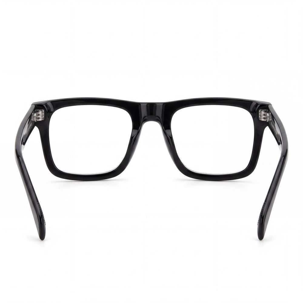 Beckham DB 7020/FLAT Square Eyeglasses Men — side view, Black Crystal Acetate temples