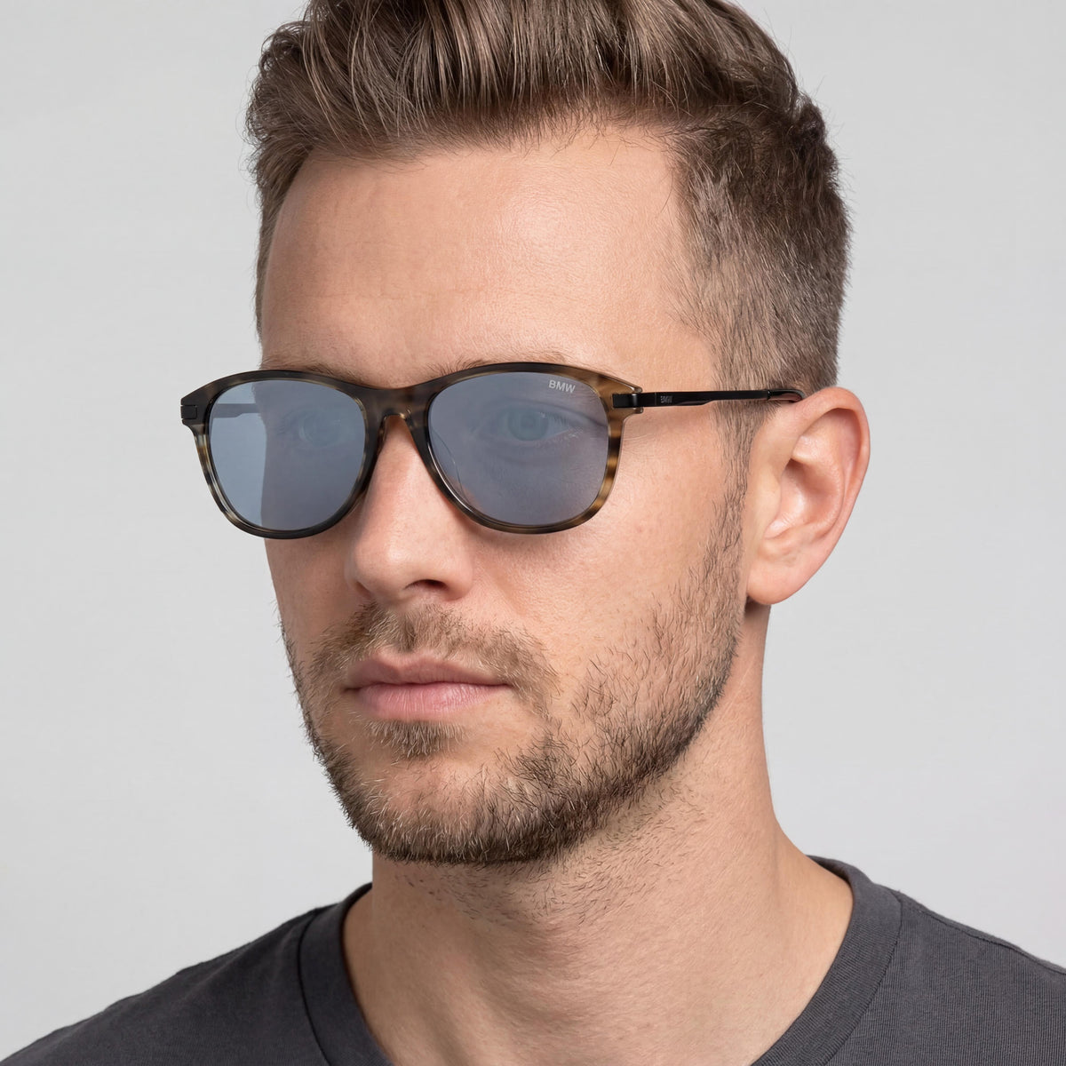 BMW Comtemporary Shiny Light Brown Oval Sunglasses for Men, 54mm, Photo 5