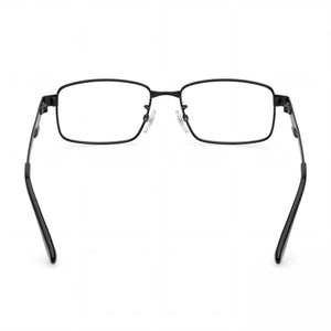 BMW Modern Rectangle Eyeglasses Women — side view, Black Acetate temples