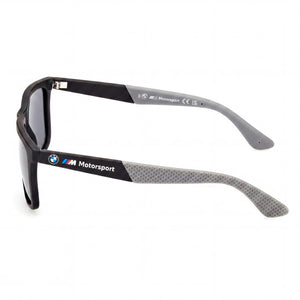 BMW MOTORSPORT Rectangle Sunglasses Men — side view, Polarized Smoke lens