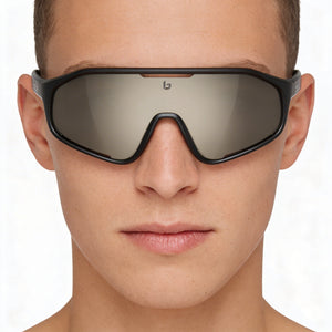 Bollé Shield Sunglasses Unisex — side view, Non-Polarized Black Gold lens