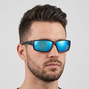 Bollé Cerber Rectangle Sunglasses Unisex — side view, Polarized Sky Blue lens