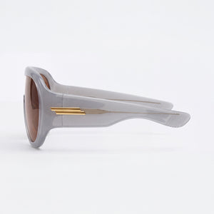 Bottega Veneta 1345s-004 Aviator Sunglasses Women — side view, Non-Polarized Brown lens