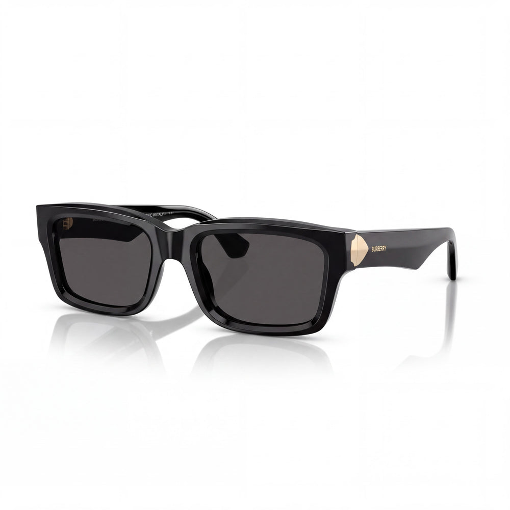Burberry 0BE4443 Black Rectangle Sunglasses for Women, Dark Grey lens
