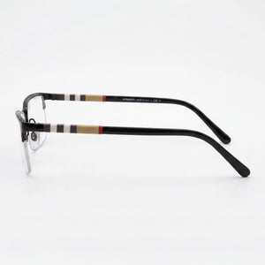 Burberry Be 1282 Rectangle Eyeglasses Men — side view, Black Palladium Plastic temples