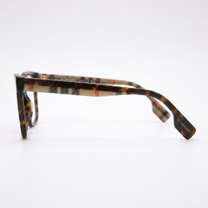 Burberry Be 2347 Square Eyeglasses Women — side view, Havana Plastic temples
