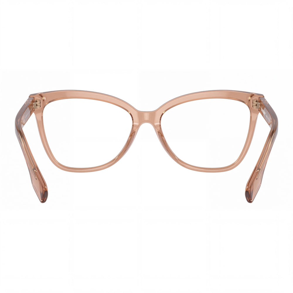 Burberry Be 2364 Cat Eye Eyeglasses Women — side view, Grace Brown Plastic temples