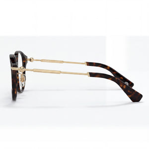 Burberry Be 2412d Round Eyeglasses Men — side view, Havana Acetate temples