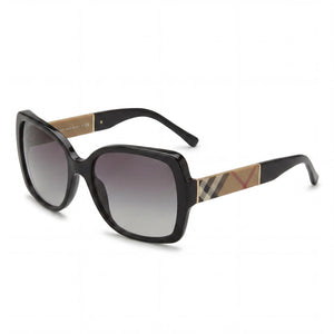 Burberry BE4160 Black Square Sunglasses for Women, Grey lens
