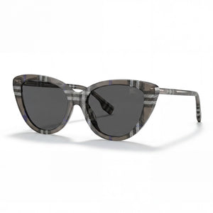 Burberry BE4457 Gray Cat Eye Sunglasses Unisex, Dark Grey lens