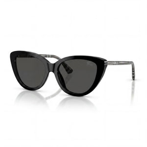 Burberry Classic Black / Dark Grey Cat Eye Sunglasses for Women, Dark Grey lens