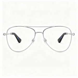 Burberry Classic Silver Aviator Eyeglasses Unisex — front view, frame