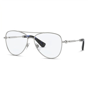 Burberry Classic Silver Silver Aviator Eyeglasses Unisex, frame front view