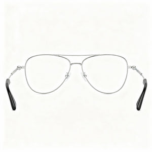 Burberry Classic Silver Aviator Eyeglasses Unisex — side view, Silver frame temples