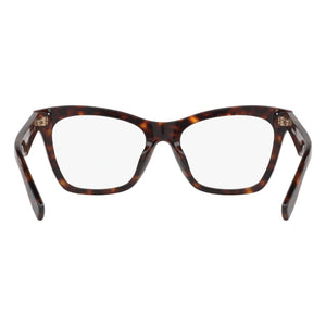 Burberry Rectangle Eyeglasses Women — side view, Tortoise Brown temples