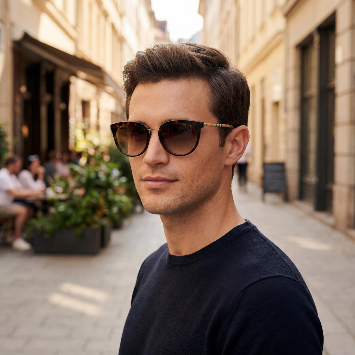 Gafas de sol para hombre Burberry Willow Dark Havana estilo ojo de gato, 54 mm, Photo 3