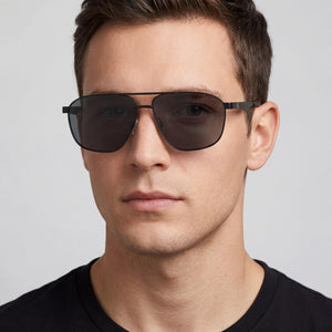 Calvin Klein Aviator Sunglasses for Men — interior view, Polarized lens detail
