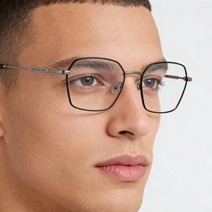 Calvin Klein Square Eyeglasses Men — side view, Black frame