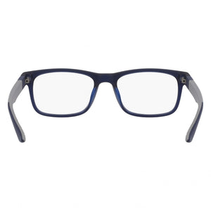 Calvin Klein Rectangle Eyeglasses Men — side view, Blue Plastic temples