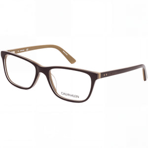 Calvin Klein Ck19510 39424 Dark Brown Beige Rectangle Eyeglasses for Unisex, Plastic frame