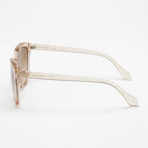 Calvin Klein Ck19536s Cat Eye Sunglasses Women — side view, Non-Polarized Crystal Beige lens