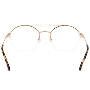 Calvin Klein CK20110 Rectangle Eyeglasses Women — side view, Gold Acetate temples