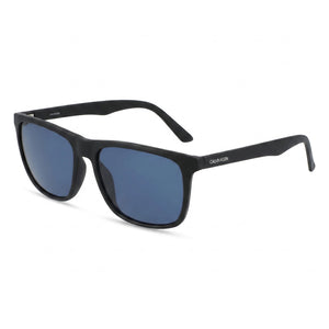 Calvin Klein CK20520S 001 Black Rectangle Sunglasses for Men, Blue lens