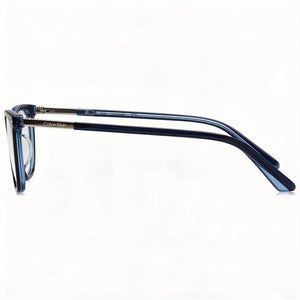 Calvin Klein CK22506 Rectangle Eyeglasses Unisex — side view, Blue Acetate temples