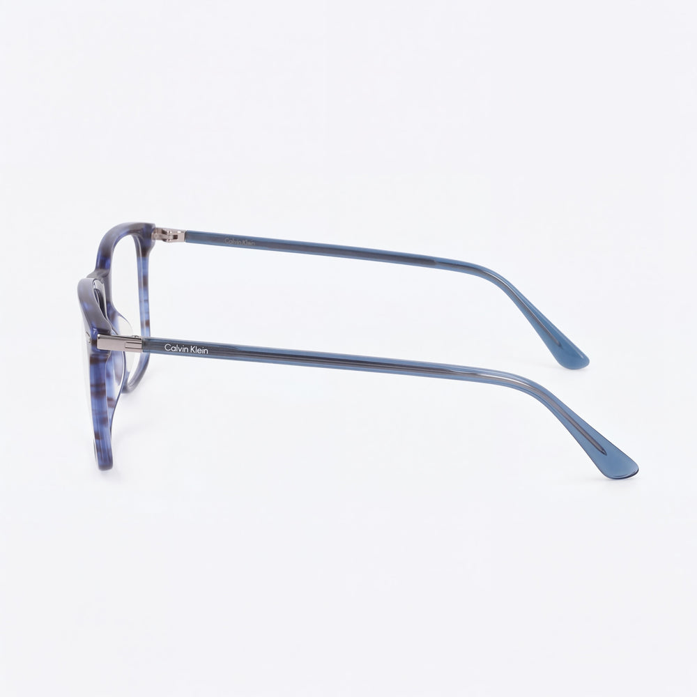 Calvin Klein CK22541 Rectangle Eyeglasses Unisex — side view, Blue Acetate temples