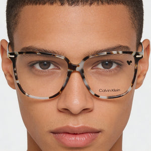 Calvin Klein Ck22543 Square Eyeglasses Unisex — side view, Havana Metal temples