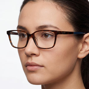 Calvin Klein CK22545 Rectangle Eyeglasses Unisex — side view, Havana Metal temples