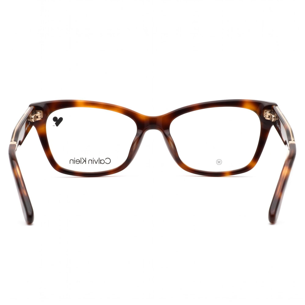 Calvin Klein CK23512 Rectangle Eyeglasses Unisex — side view, Havana Metal temples