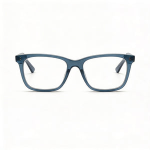 Calvin Klein CK23514 Square Eyeglasses Men — side view, Blue Acetate temples