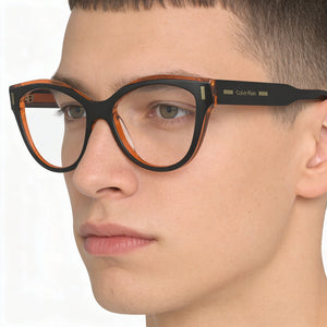 Calvin Klein CK23541 Oval Eyeglasses Unisex — side view, Black temples 145mm