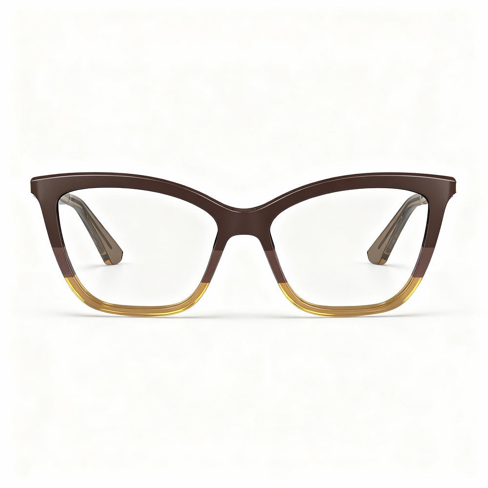 Calvin Klein CK23545 Square Eyeglasses Unisex — side view, Brown Acetate temples