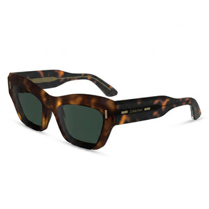 Calvin Klein Ck24531s Havana Cat Eye Sunglasses for Women, Solid Green lens