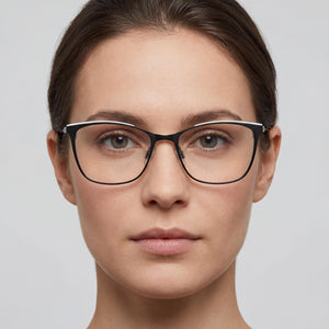 Calvin Klein CKJ21207 Rectangle Eyeglasses for Women — interior view, Polycarbonate demo lenses