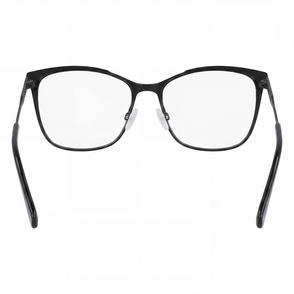 Calvin Klein CKJ21207 Rectangle Eyeglasses Women — side view, Black White Metal temples