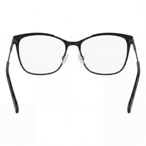 Calvin Klein CKJ21207 Rectangle Eyeglasses Women — side view, Black White Metal temples