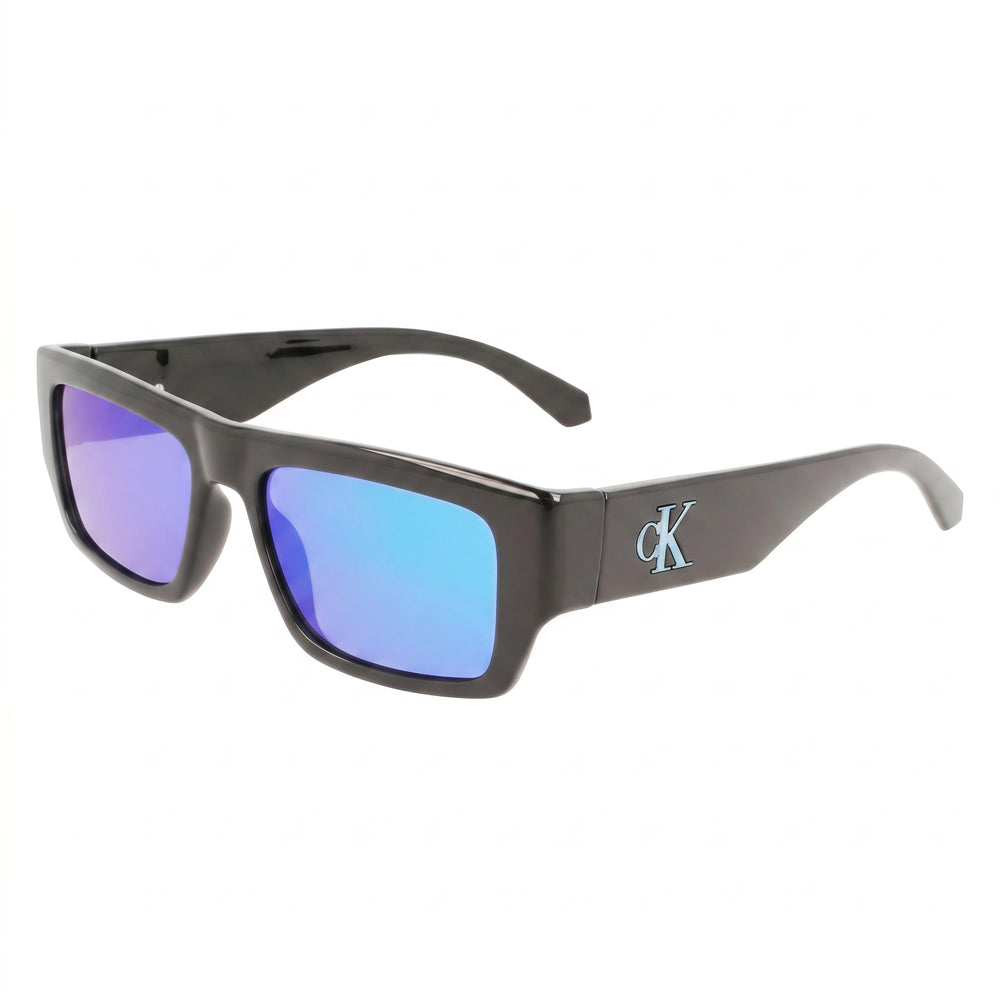 Calvin Klein CKJ22635S 001 Black Rectangle Unisex Sunglasses, Blue lens