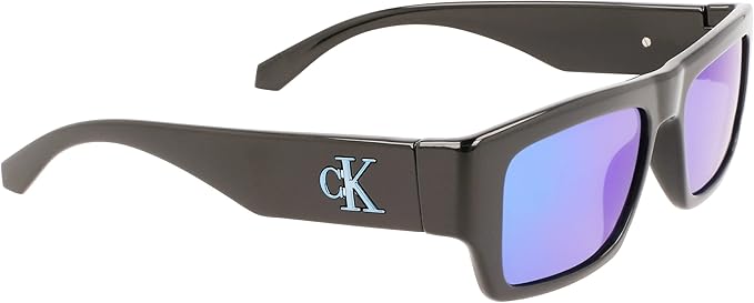Calvin Klein CKJ22635S 001 Rectangle Sunglasses Unisex — side view, Non-Polarized Blue lens