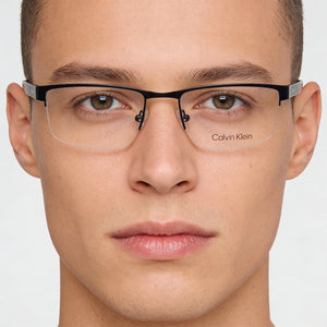 Calvin Klein Classic Rectangle Eyeglasses Unisex — interior view, Polycarbonate demo lenses