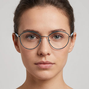 Calvin Klein Jeans CKJ19107 Round Eyeglasses for Women — interior view, Plastic demo lenses