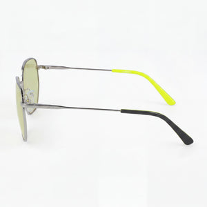 Calvin Klein standard Round Sunglasses Women — side view, Non-Polarized Silver lens