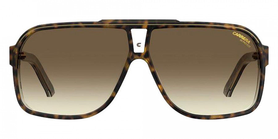 Carrera Grand Prix Unisex Oversized Rectangular Sunglasses – Brown Frame, Gradient Lenses, 64mm