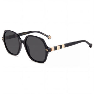 Carolina Herrera 0106/S Black Square Sunglasses for Women, Black Nude lens