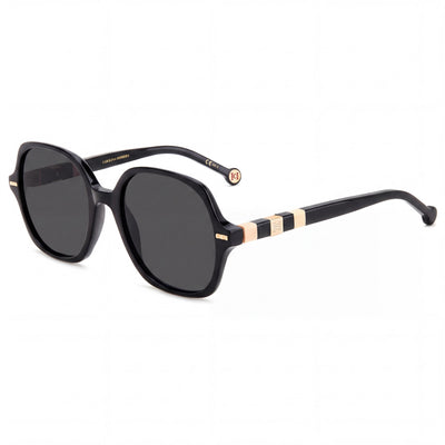 Carolina Herrera 0106/S Black Square Sunglasses for Women, Black Nude lens