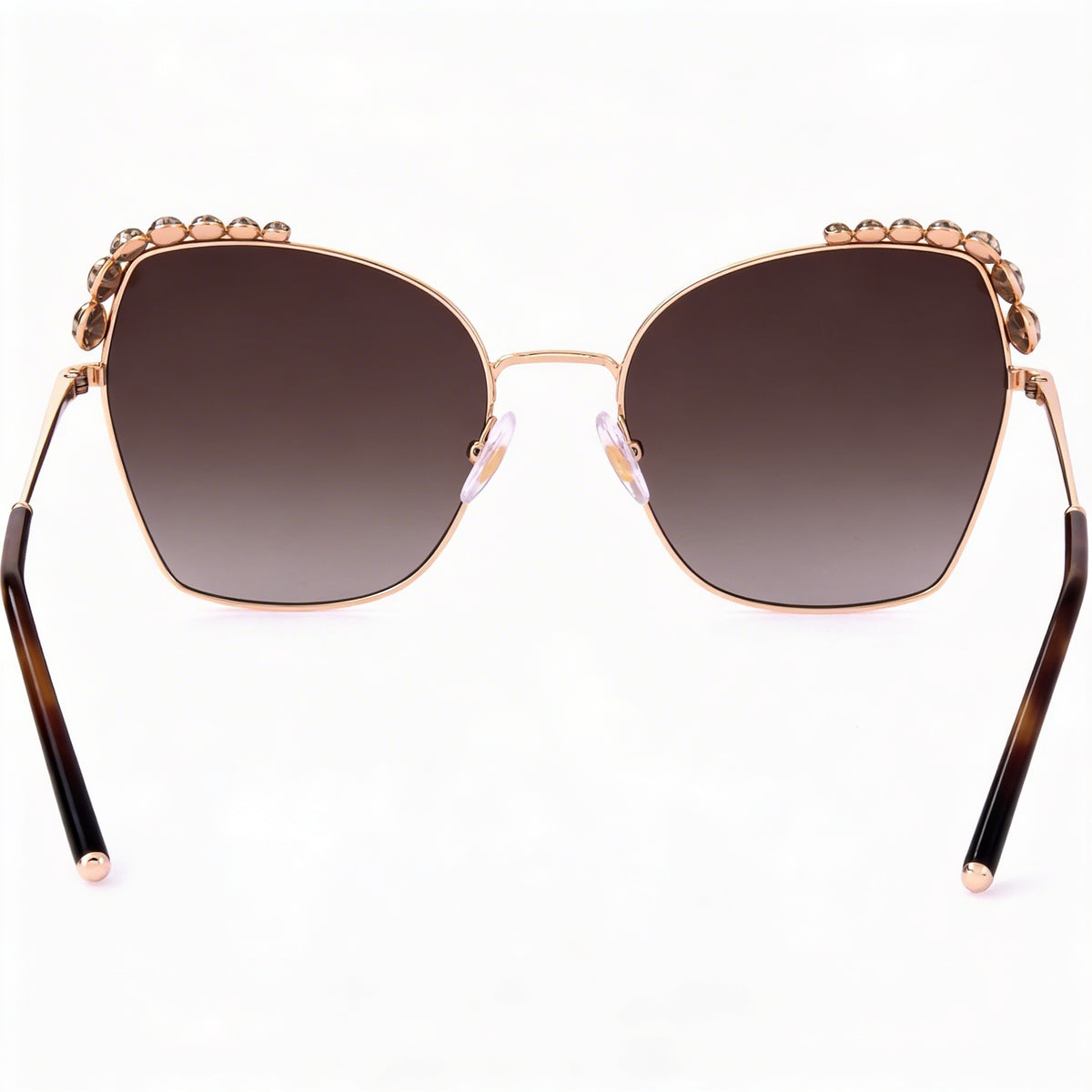 Carolina Herrera Gafas de sol casuales para mujer con protección UV de policarbonato sombreado marrón, metal oro rosa, 59 mm, Photo 2